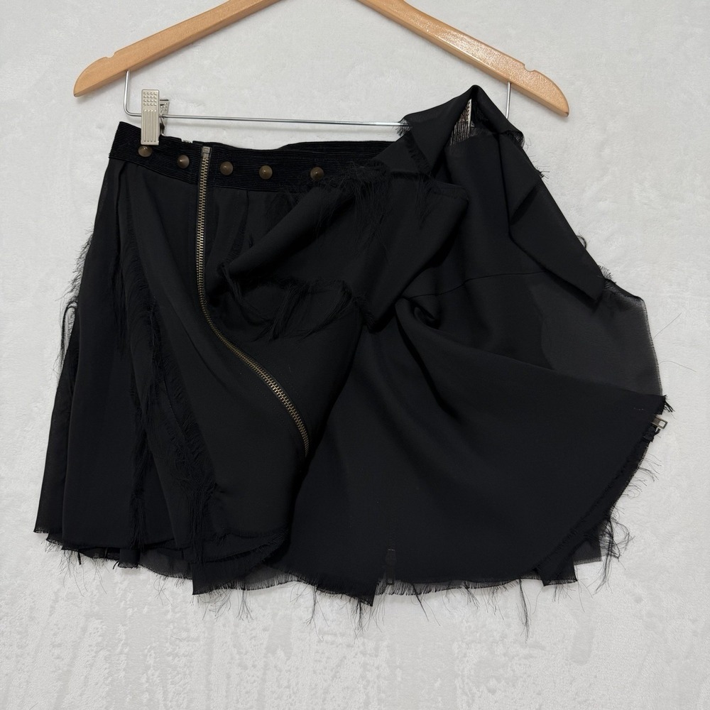Rare Vtg Betsey Johnson Studded Zip Mini Skirt Sz 6 Indie Sleaze Y2K Grunge - Picture 8 of 10